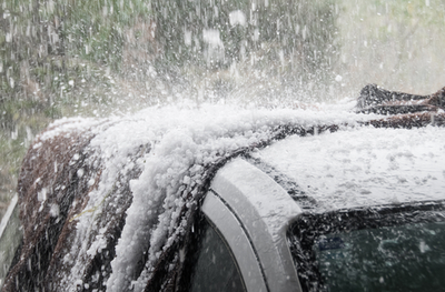 car in hail storm